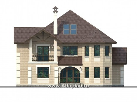 Проекты домов Альфаплан - «Воронцов»- респектабельный коттедж с комфортной планировкой - превью фасада №1