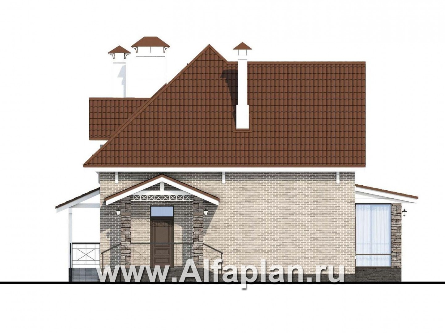 Проекты домов Альфаплан - «Галант» - небольшой мансардный дом с удобной верандой - изображение фасада №3