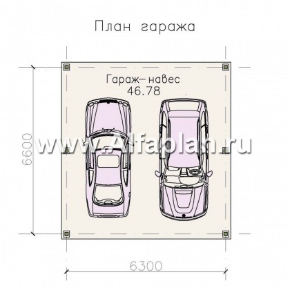 Гараж-навес на 2 авто - превью план дома