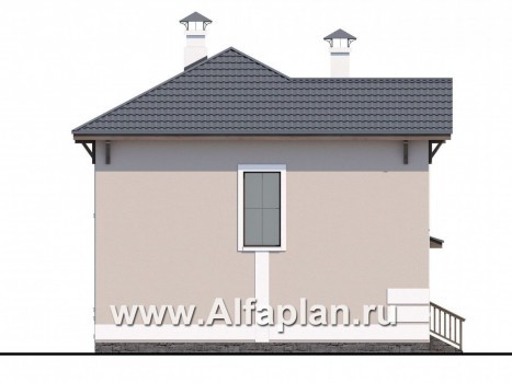 Проекты домов Альфаплан - Кирпичный дом «Собственный рай» с навесом для машины - превью фасада №3