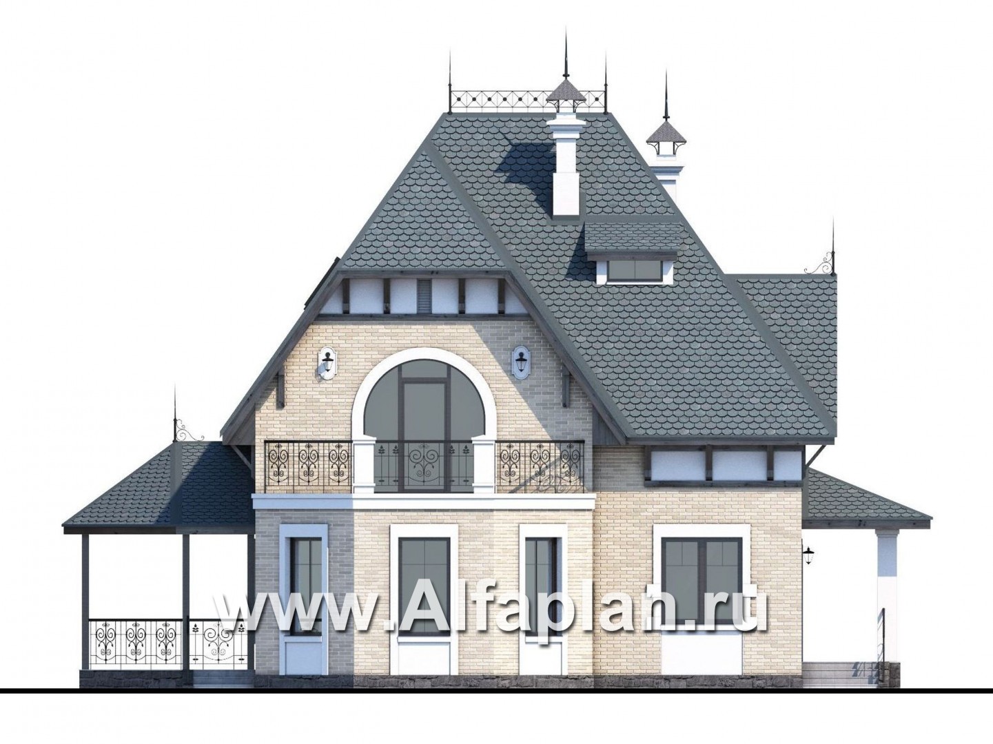 Проекты домов Альфаплан - «Вианден» - коттедж с высокой кровлей - изображение фасада №4
