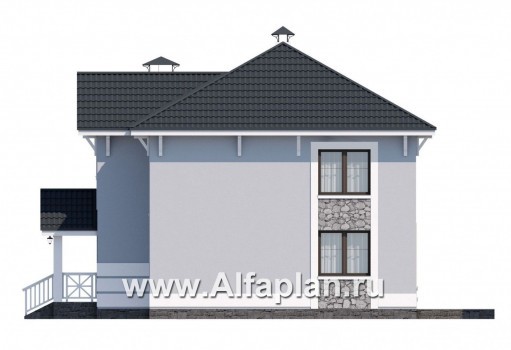 Проекты домов Альфаплан - «Линия жизни»  - проект двухэтажного дома, с гостевой на 1 эт, в стиле эклектика - превью фасада №2