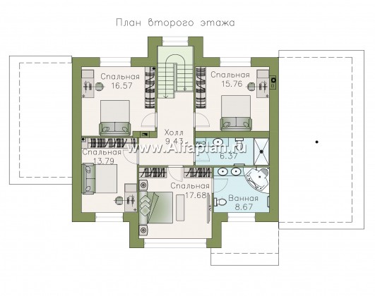 Проекты домов Альфаплан - «Клипер» - комфортный палн дома, двускатная крыша - превью плана проекта №2