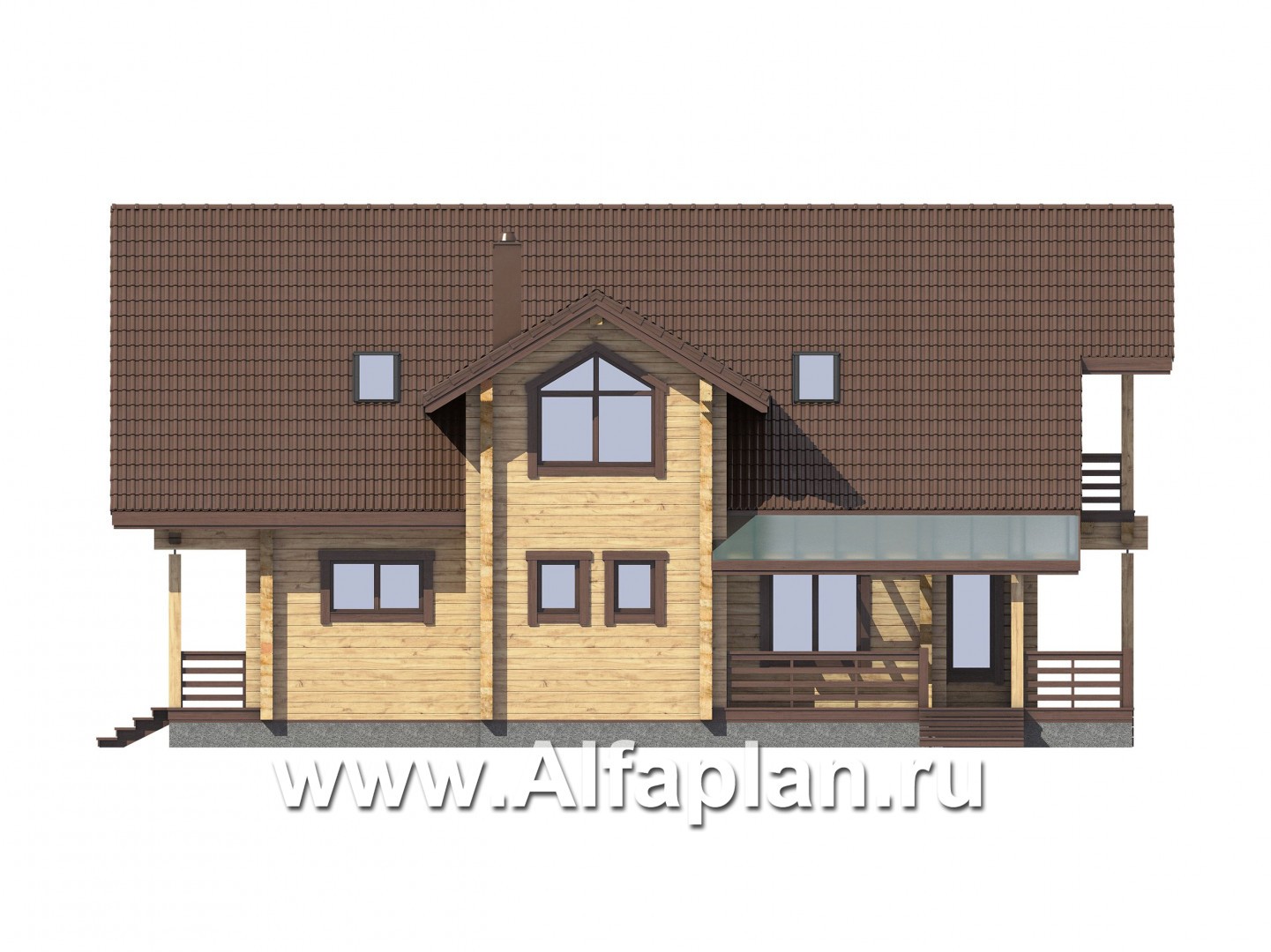 Проекты домов Альфаплан - Загородный дом для отдыха с комфортной планировкой - изображение фасада №4