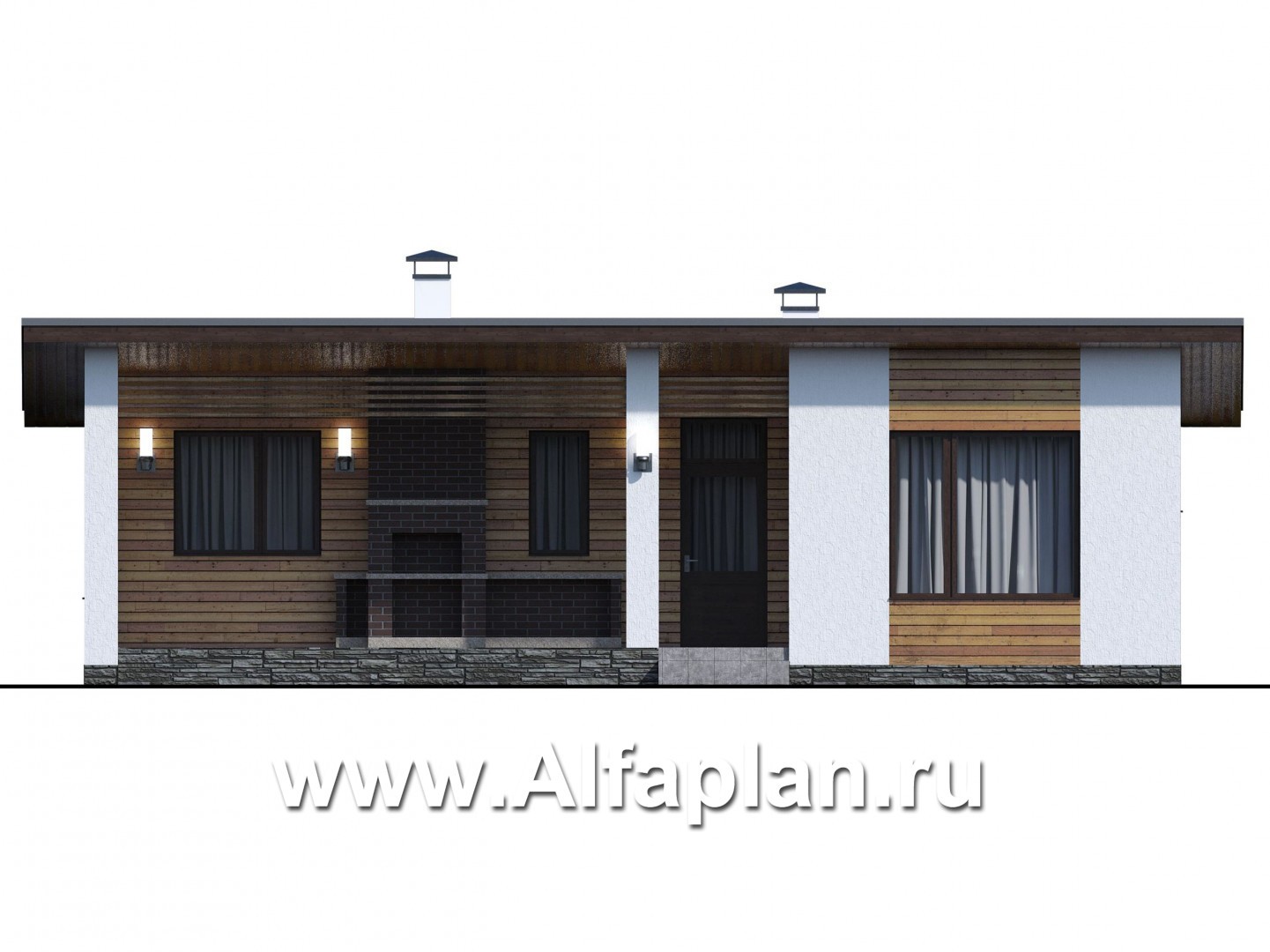 Проекты домов Альфаплан - «Бета» - каркасный дом с односкатной кровлей - изображение фасада №1