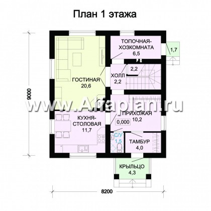 Проект дома с мансардой, 3 спальни, дачный коттедж - превью план дома