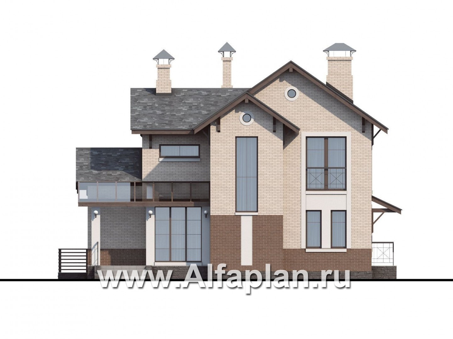 Проекты домов Альфаплан - «Флагман» - коттедж в скандинаввском стиле с бассейном и зоной spa - изображение фасада №1