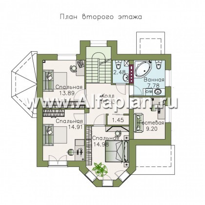 «Классика» - проект двухэтажного дома из газобетона с эркером - превью план дома