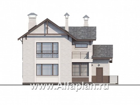 Проекты домов Альфаплан - «Флагман» - коттедж с большой верандой и солярием - превью фасада №4
