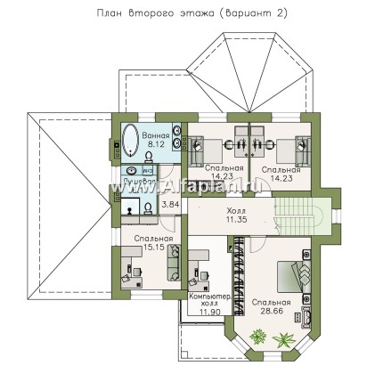 Проекты домов Альфаплан - «Clever» - классический коттедж с гаражом и террасой - превью плана проекта №3