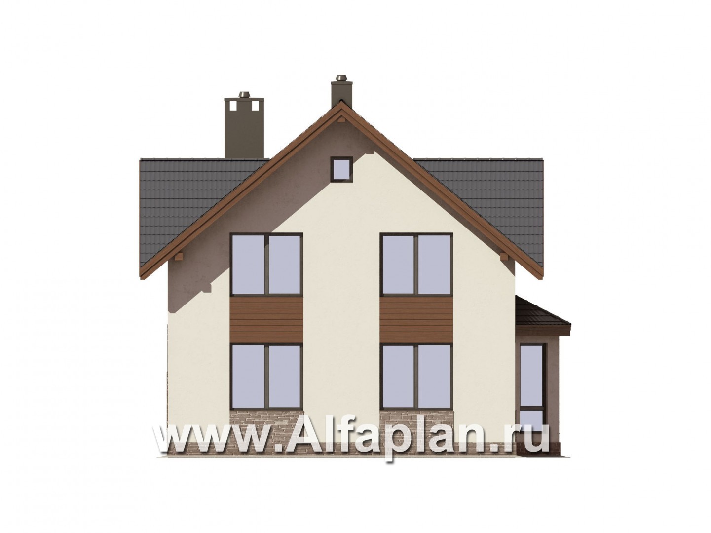 Проекты домов Альфаплан - Экономичный мансардный дом - изображение фасада №2