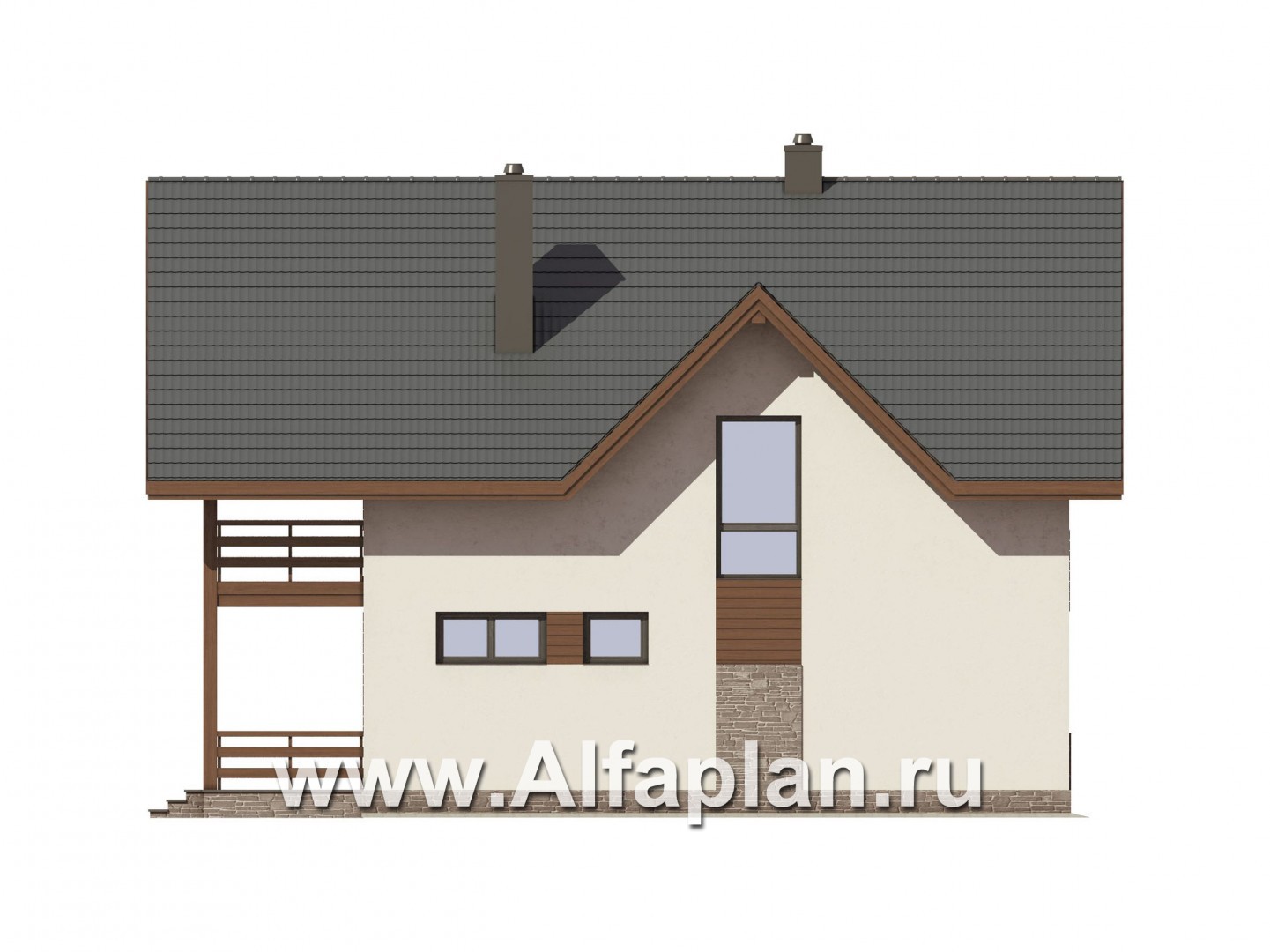 Проекты домов Альфаплан - Экономичный мансардный дом - изображение фасада №3