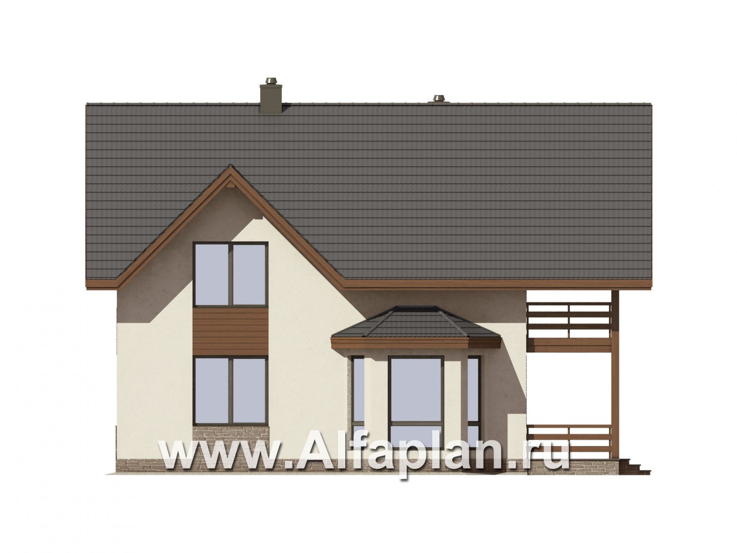Проекты домов Альфаплан - Экономичный мансардный дом - изображение фасада №4