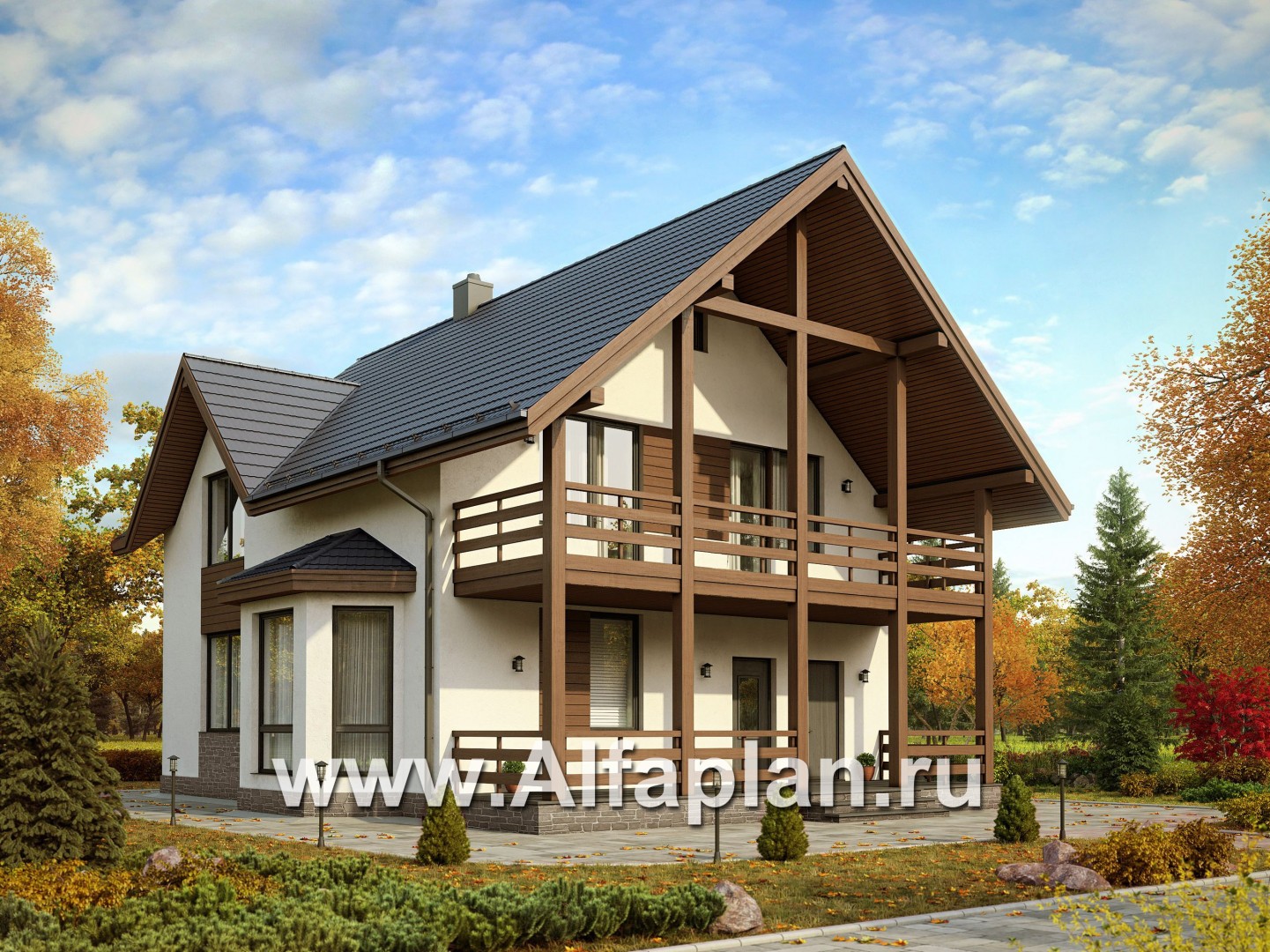 Проекты домов Альфаплан - Экономичный мансардный дом - основное изображение