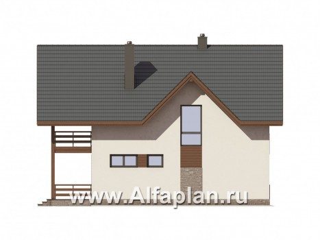 Проекты домов Альфаплан - Экономичный мансардный дом - превью фасада №3