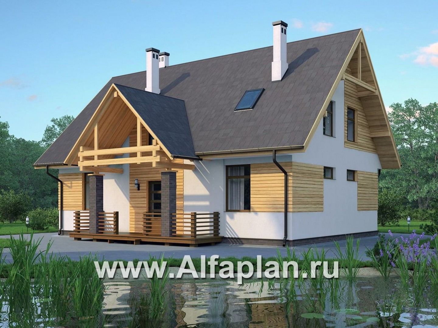 Проекты домов Альфаплан - Компактный мансардный дом из газобетона - основное изображение