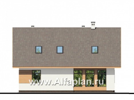 Проекты домов Альфаплан - Компактный мансардный дом из газобетона - превью фасада №2