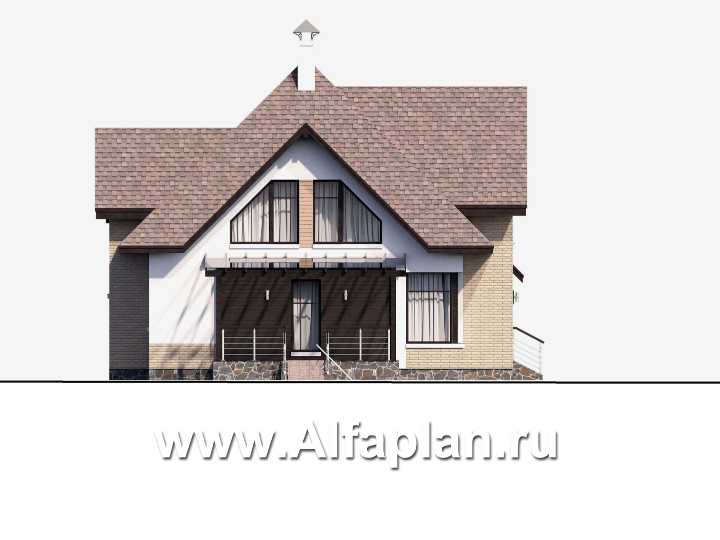 Проекты домов Альфаплан - «Домик в Коломне» - уютный дом с мансардой - изображение фасада №3