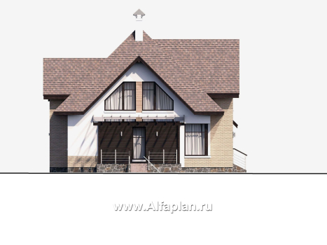 Проекты домов Альфаплан - «Домик в Коломне» - уютный дом с мансардой - превью фасада №3