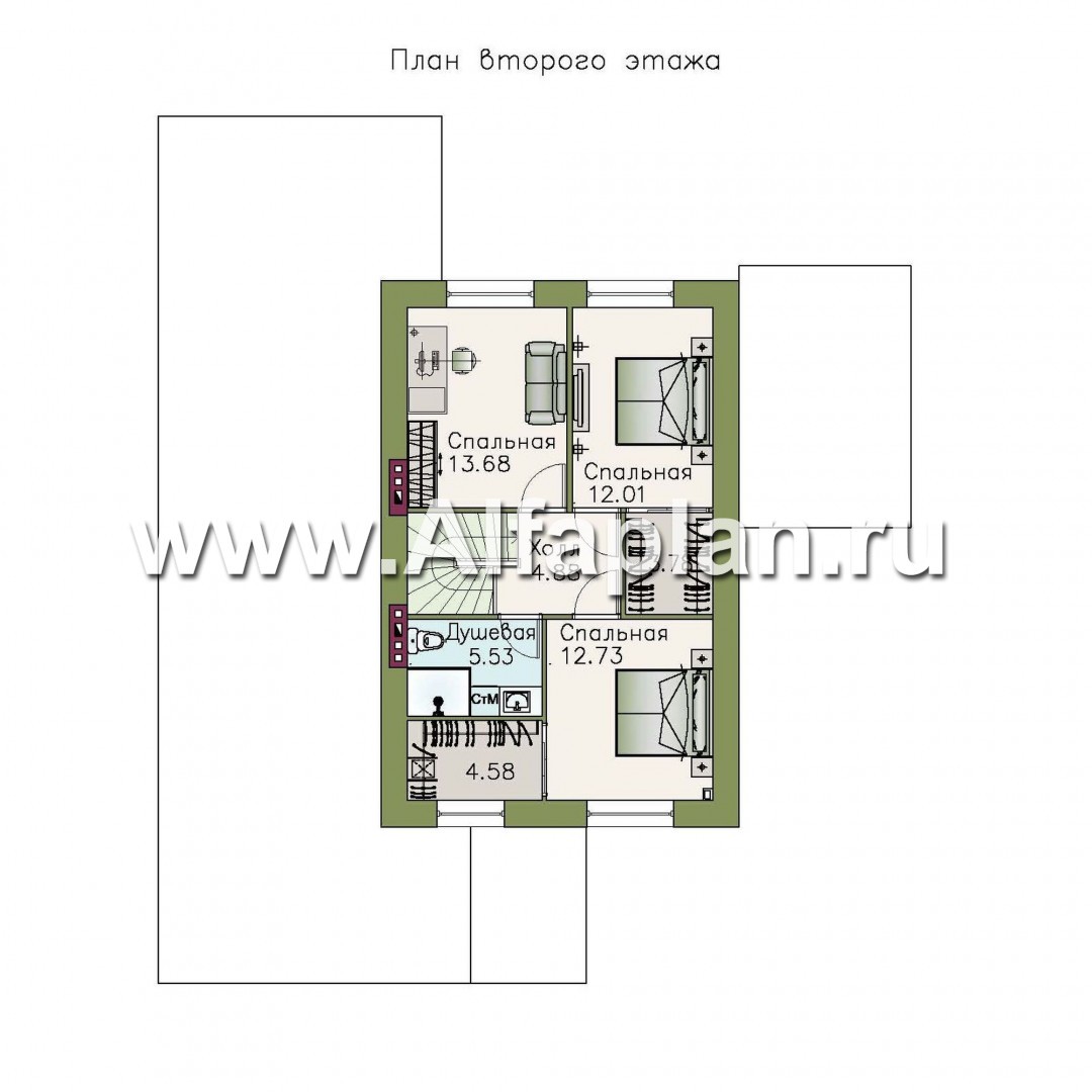 Проекты домов Альфаплан - Компактный коттедж с комфортной планировкой - изображение плана проекта №2