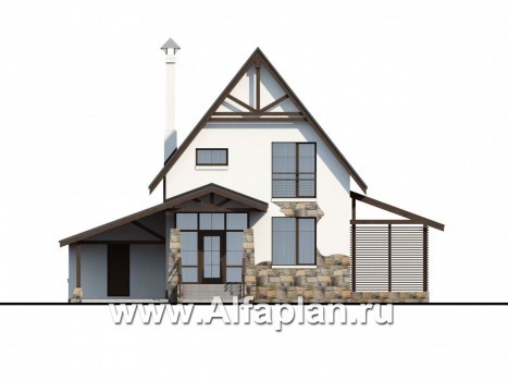 Проекты домов Альфаплан - "Фьорд" - компактный коттедж в скандинавском стиле - превью фасада №1