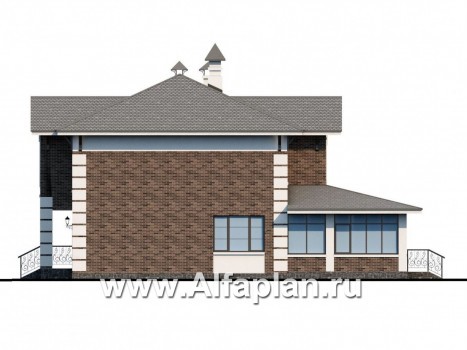 Проекты домов Альфаплан - «Вернисаж» - элегантный коттедж с гаражом и верандой - превью фасада №2