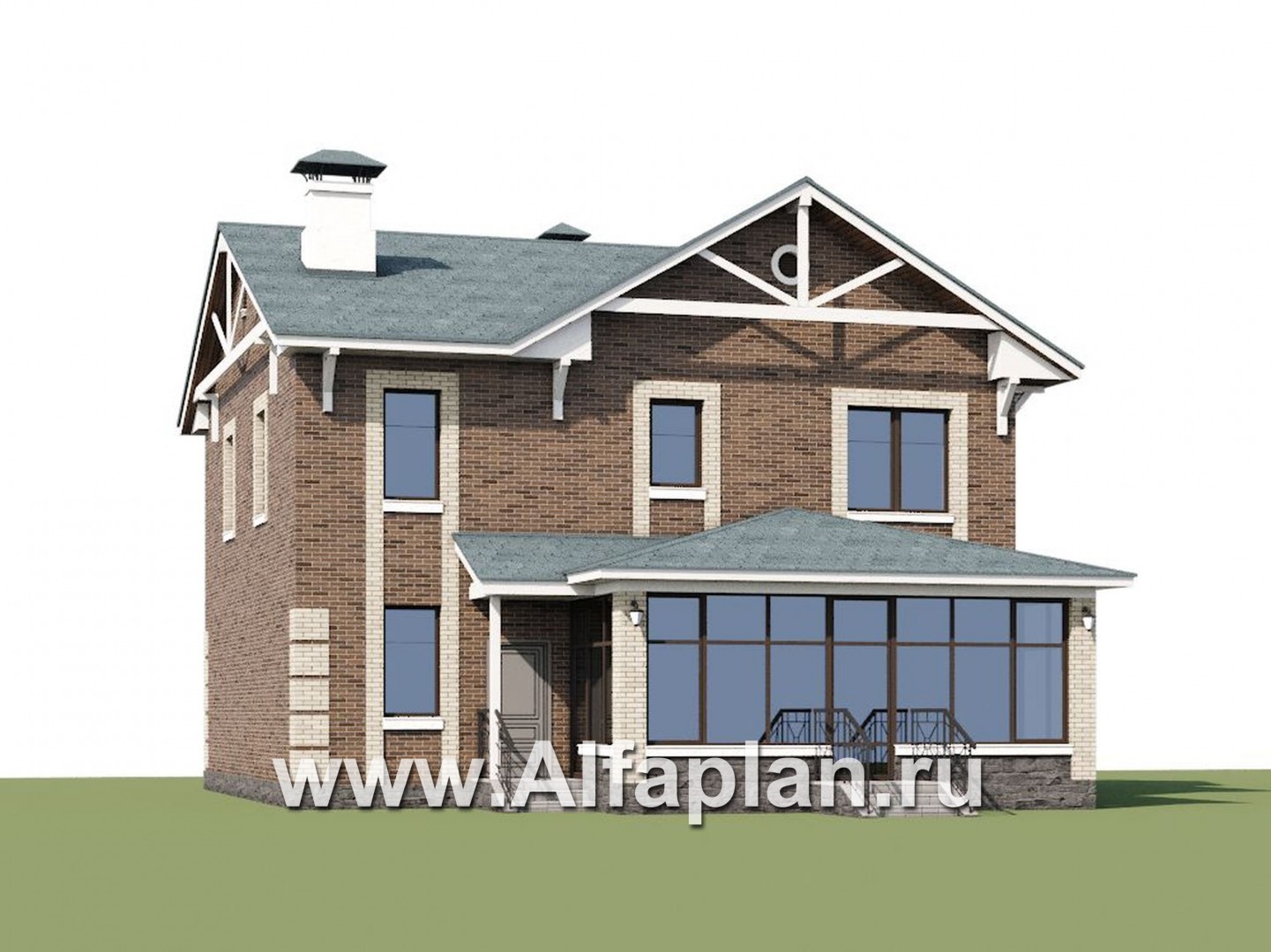 Проекты домов Альфаплан - «Традиция» - классический комфортабельный коттедж - дополнительное изображение №1