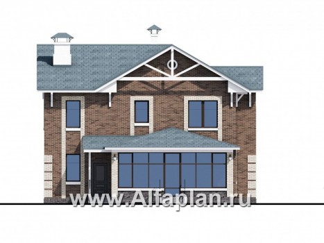Проекты домов Альфаплан - «Традиция» - классический комфортабельный коттедж - превью фасада №4