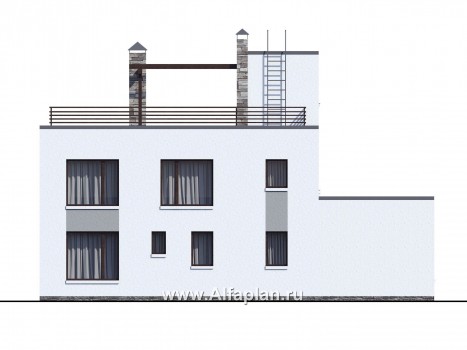 «Гоген» - проект двухэтажного дома из газобетона, с террасой, с сауной или с гостевой квартирой - превью фасада дома