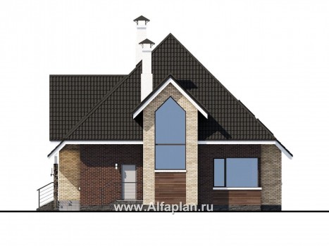 Проекты домов Альфаплан - «Плеяды» -дизайн дома с пирамидальной крышей - превью фасада №2