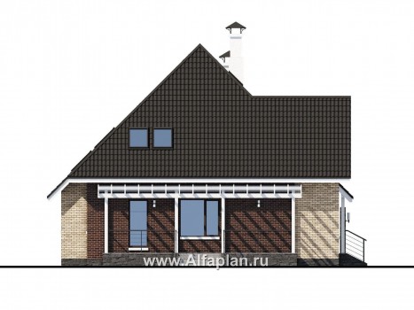 Проекты домов Альфаплан - «Плеяды» -дизайн дома с пирамидальной крышей - превью фасада №3