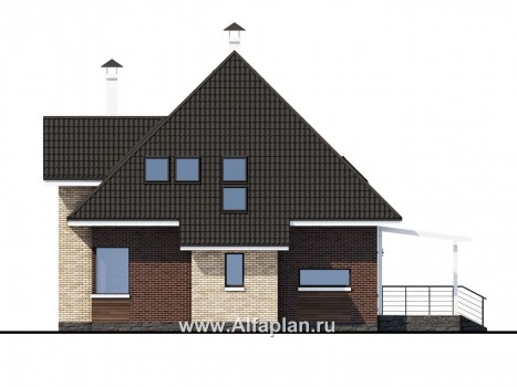 Проекты домов Альфаплан - «Плеяды» -дизайн дома с пирамидальной крышей - превью фасада №4