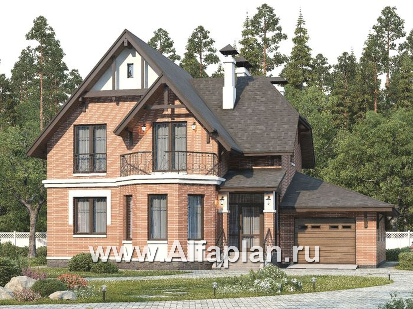 Проекты домов Альфаплан - «Шевалье»- дом с гаражом и балконом над эркером - дополнительное изображение №2