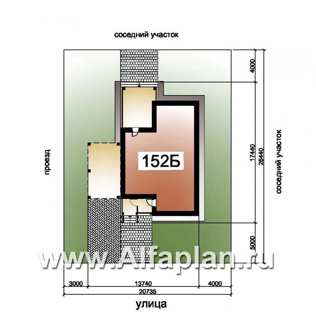 Проекты домов Альфаплан - «Монрепо» - компактный дом из блоков с гаражом-навесом - дополнительное изображение №1