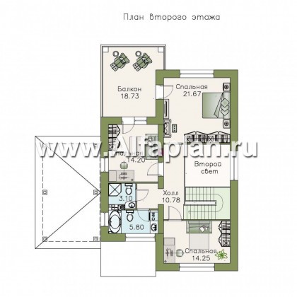 Проекты домов Альфаплан - «Монрепо» - компактный дом с гаражом-навесом - превью плана проекта №2