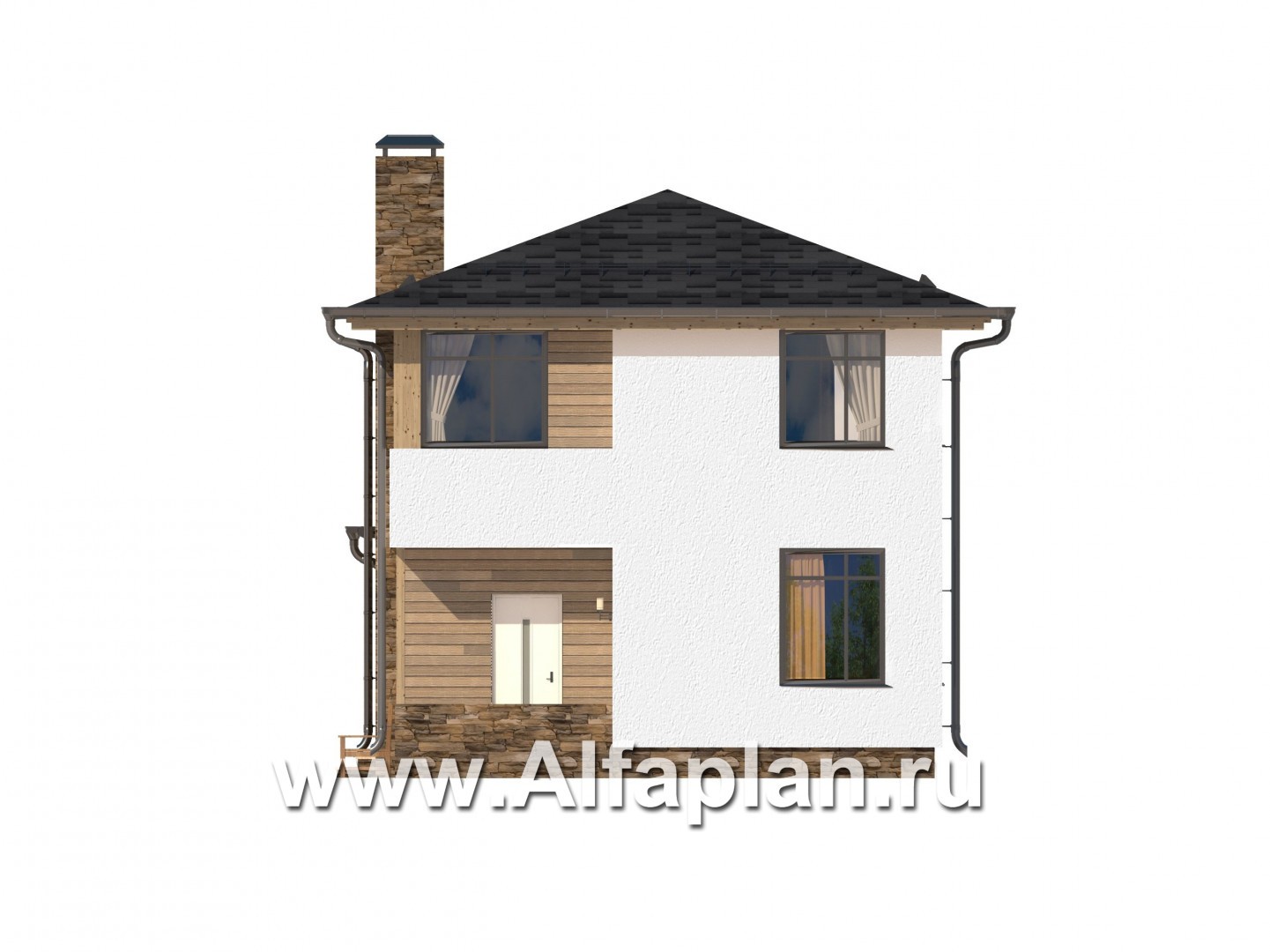 Проекты домов Альфаплан - Современный компактный двухэтажный дом - изображение фасада №2