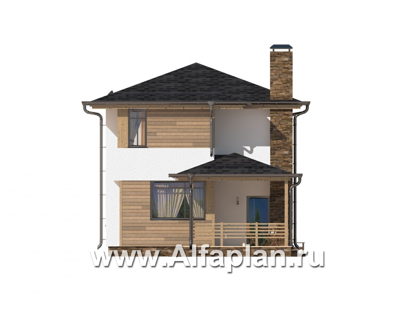 Проекты домов Альфаплан - Современный компактный двухэтажный дом - изображение фасада №3