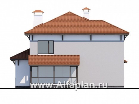 Проекты домов Альфаплан - «Эликсир» - современный коттедж с удобным входом и светлой прихожей - превью фасада №4