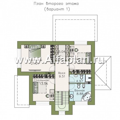 Проекты домов Альфаплан - «Эликсир» - современный коттедж с удобным входом и светлой прихожей - превью плана проекта №2