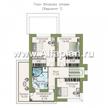 «Выбор» - проект дома из газобетона, с кабинетом и сауной, с комфортной планировкой в современном стиле - превью план дома