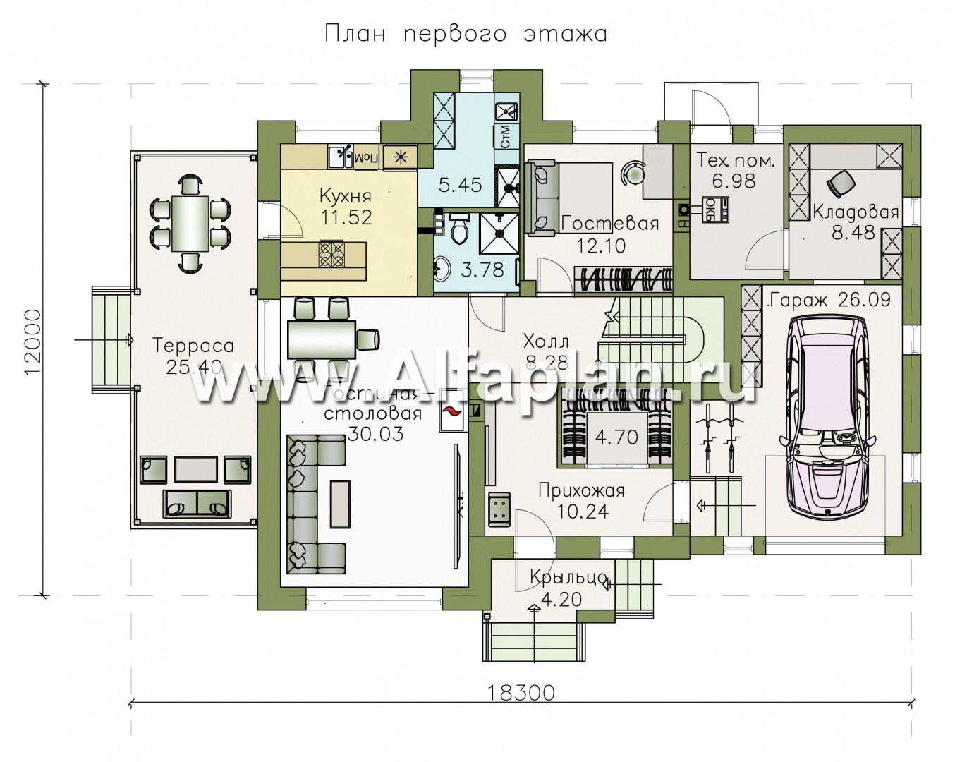 Проекты домов Альфаплан - «Персей» - современный мансардный дом - изображение плана проекта №1