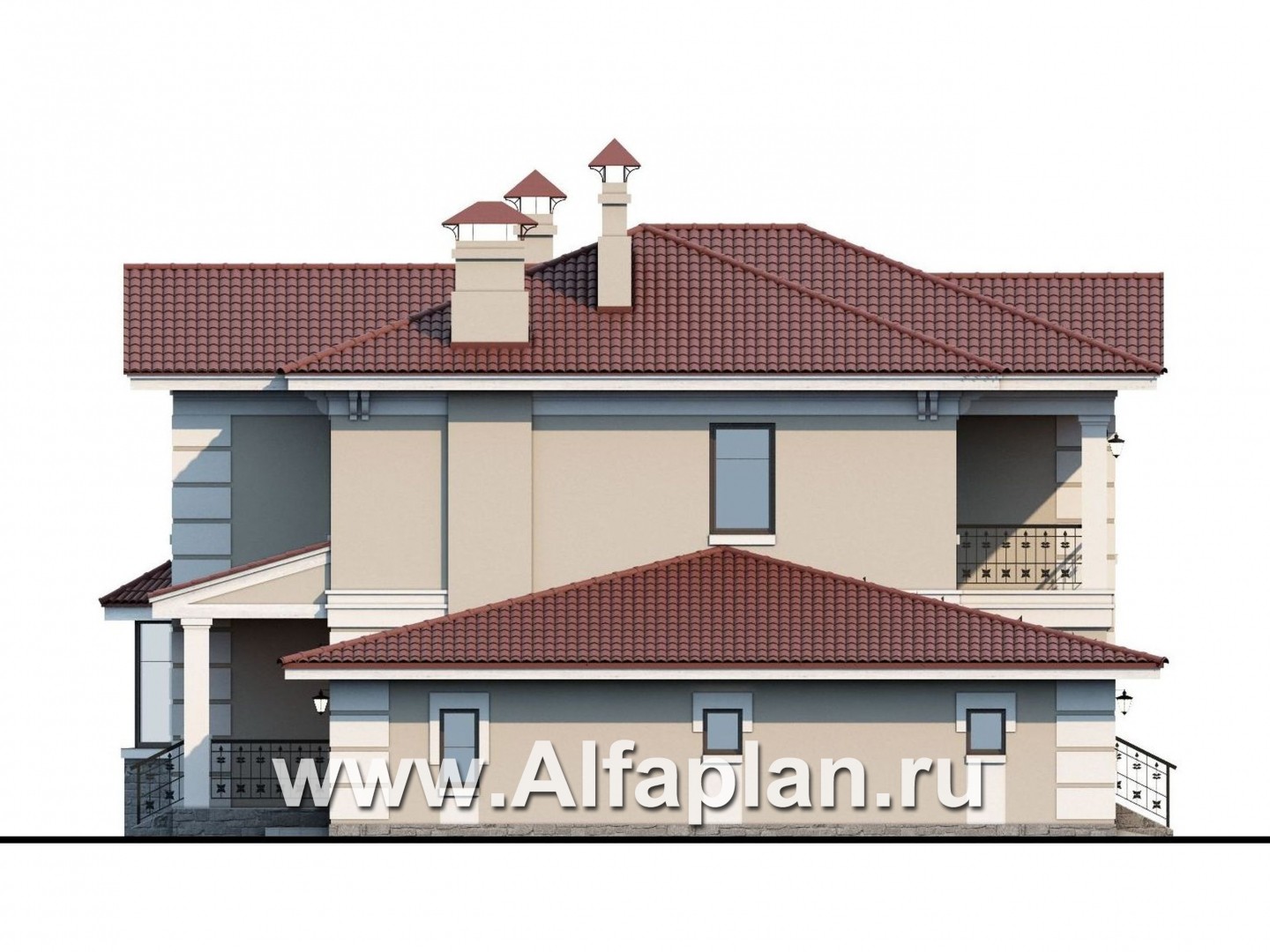 Проекты домов Альфаплан - «Репутация» - красивый дом с удобной планировкой - изображение фасада №3