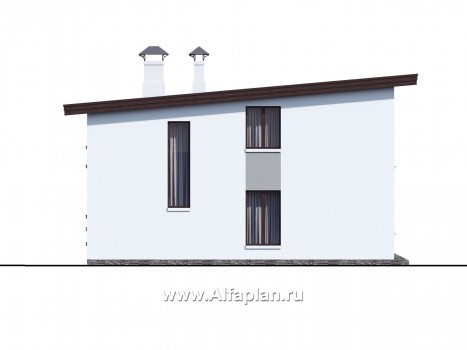 «Сезанн» - современный проект двухэтажного дома с террасой и с балконом, с односкатной кровлей - превью фасада дома
