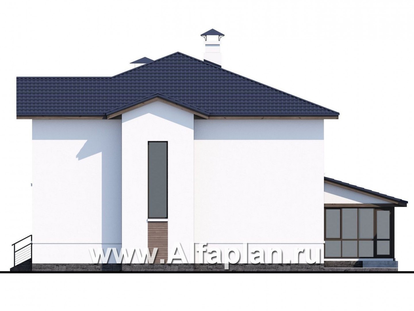 Проекты домов Альфаплан - «Выбор» - проект двухэтажного дома, с террасой, в современном стиле, с комфортной планировкой - изображение фасада №2