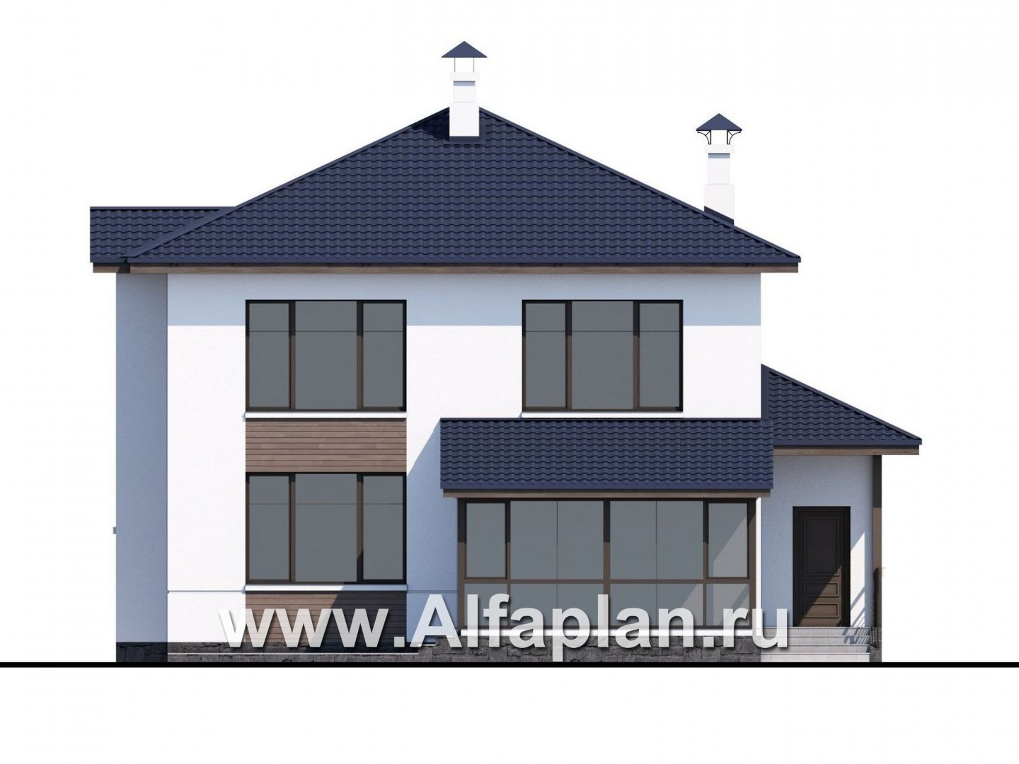 Проекты домов Альфаплан - «Выбор» - проект двухэтажного дома, с террасой, в современном стиле, с комфортной планировкой - изображение фасада №4