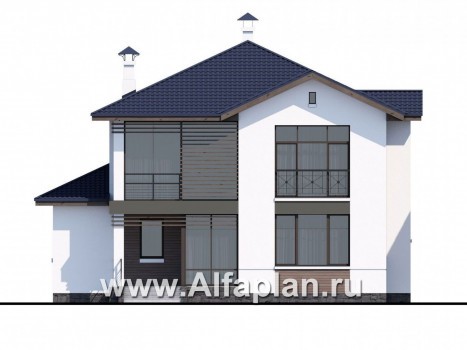 Проекты домов Альфаплан - «Выбор» - проект двухэтажного дома, с террасой, в современном стиле, с комфортной планировкой - превью фасада №1