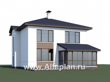 Проекты домов Альфаплан - «Выбор» - проект двухэтажного дома, с террасой, в современном стиле, с комфортной планировкой - превью дополнительного изображения №1
