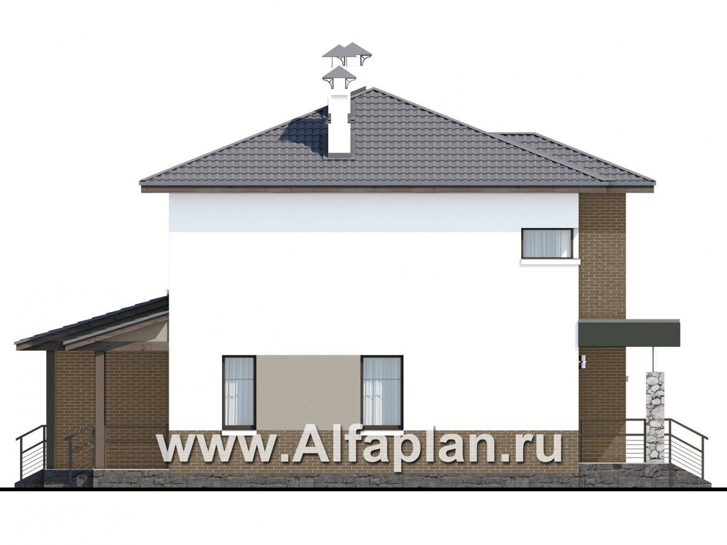 Проекты домов Альфаплан - «Приоритет» - экономичный и комфортный современный дом - изображение фасада №3