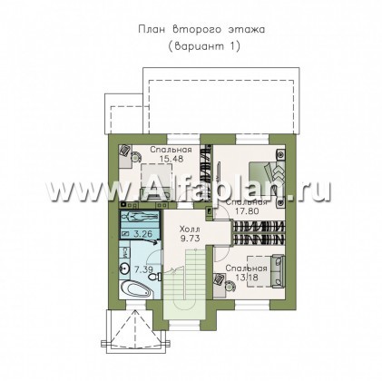 «Приоритет» - проект двухэтажного дома из газобетона, с террасой, 3 спальни, сауна на 2 эт - превью план дома