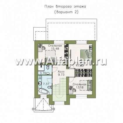 «Приоритет» - проект двухэтажного дома из газобетона, с террасой, 3 спальни, сауна на 2 эт - превью план дома